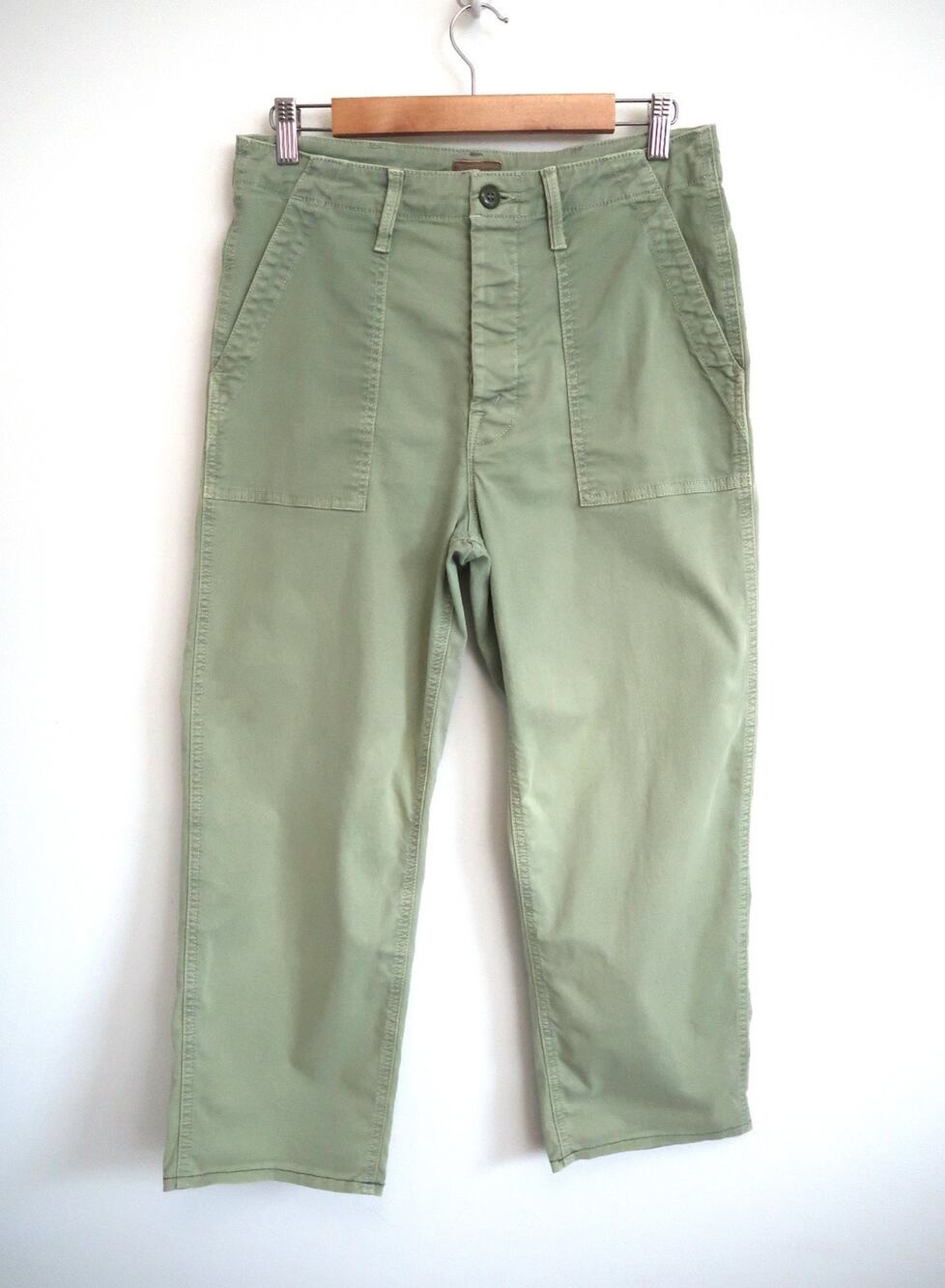 MOTHER DENIM Patch Pocket Private Jean Twill Cargo Pant Army Green FWRD 27 $276
